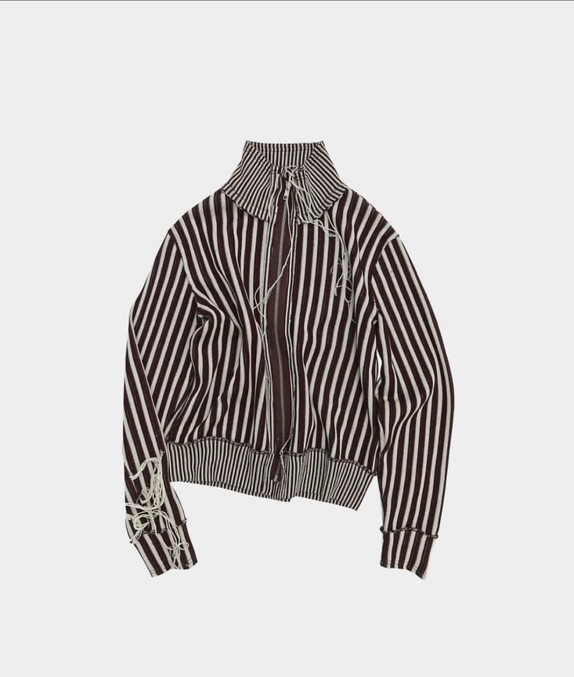 0tape 스트라이프 집업 니트 / 브라운 (M) 상품이미지1