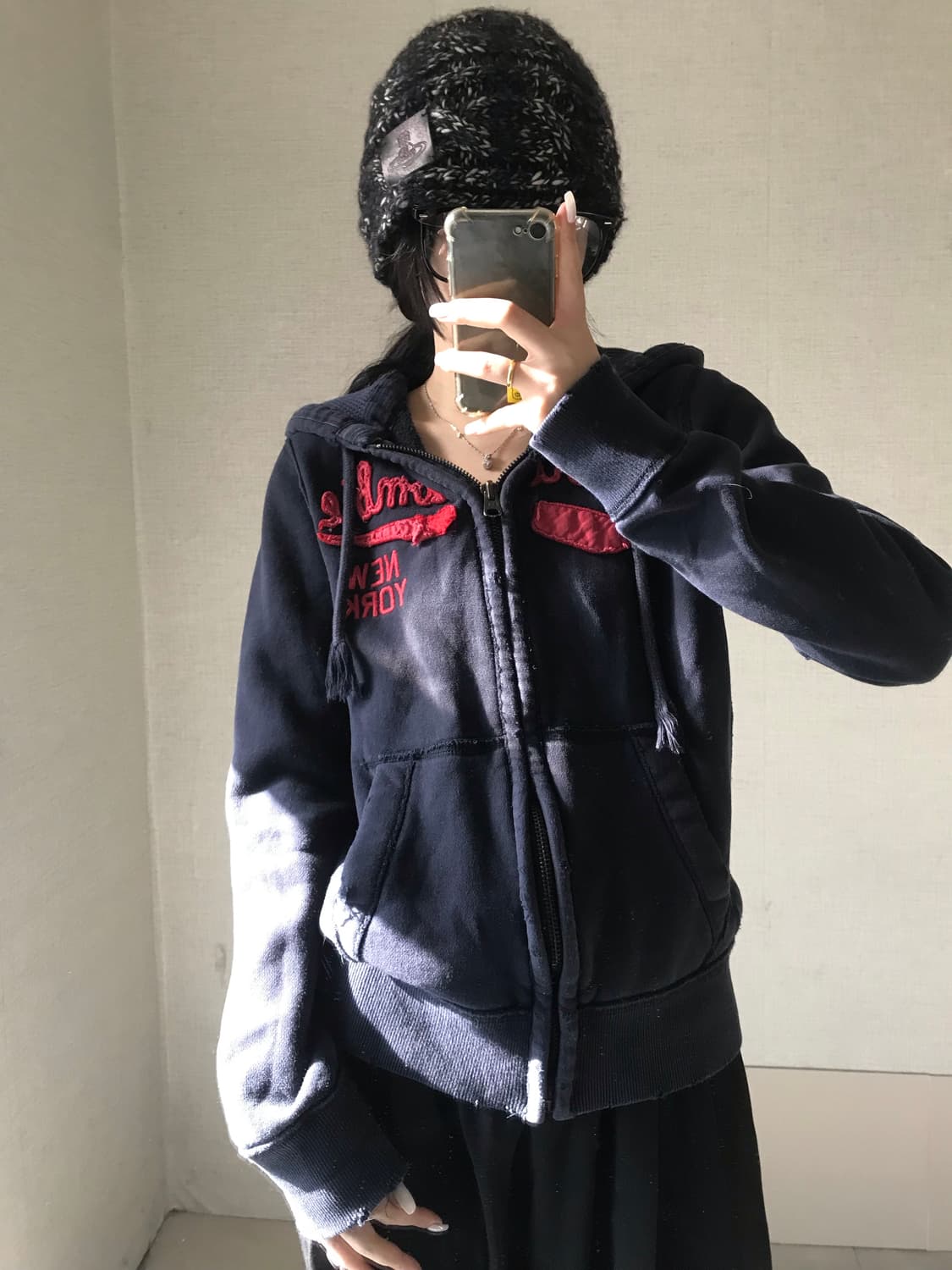 아베크롬비 딥네이비 레드 후드집업 상품이미지3