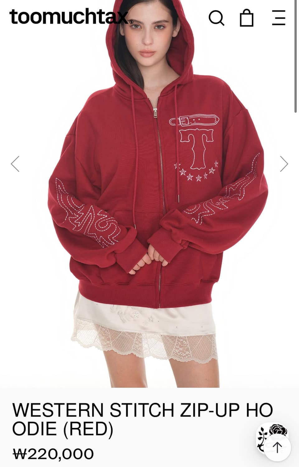 Toomuchtax western stitch zip-up (RED) 상품이미지4