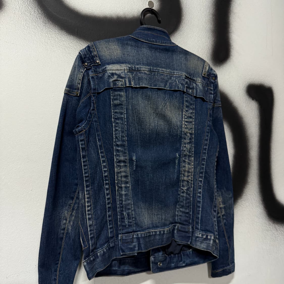 버커루 워싱 진청 크롭 바이커 데님 자켓 상품이미지6