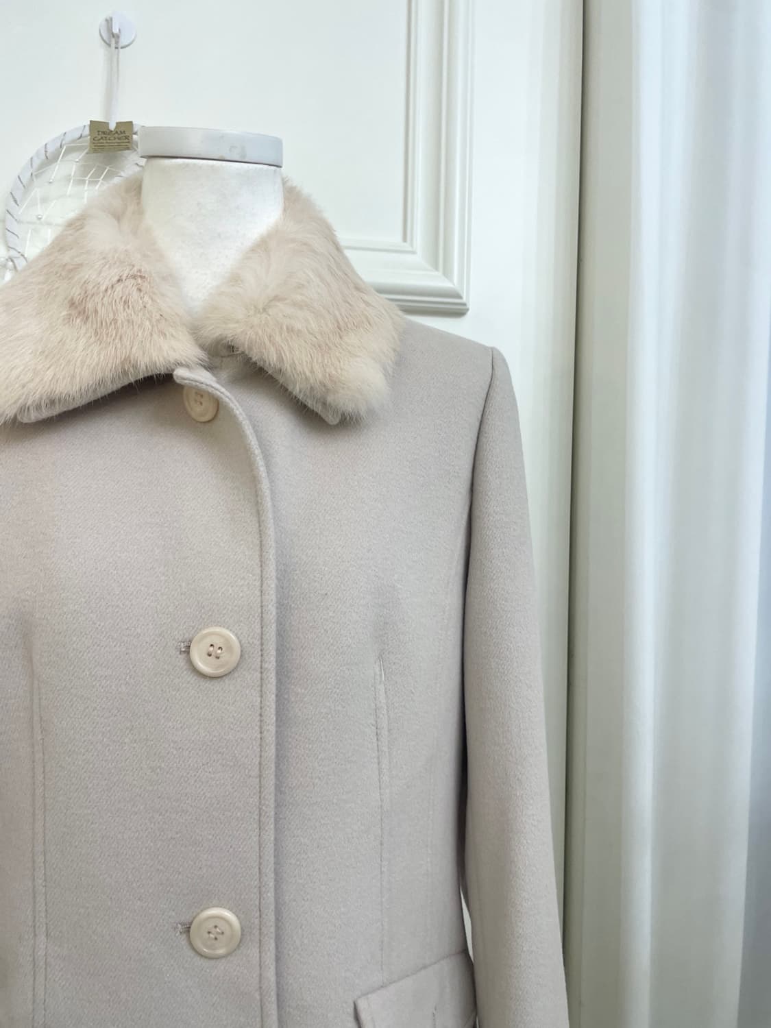 sheer pink basic fur pocket coat 상품이미지6