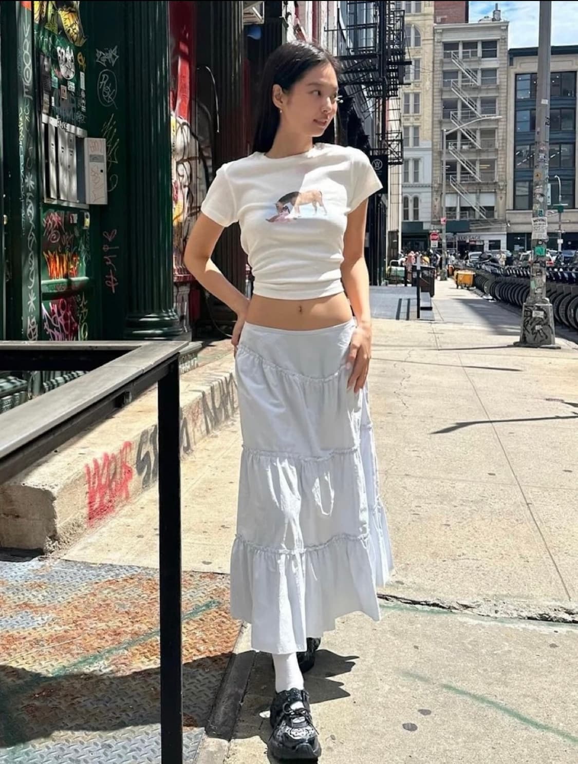 제니치마 글로니 러플 스커트 베이비블루 s 상품이미지1