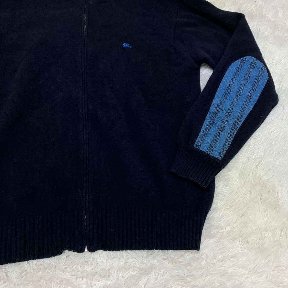 빈티지 버버리 암 패치 니트 지퍼 o-925 y2k 스트릿 모리 갸루 일 상품이미지6