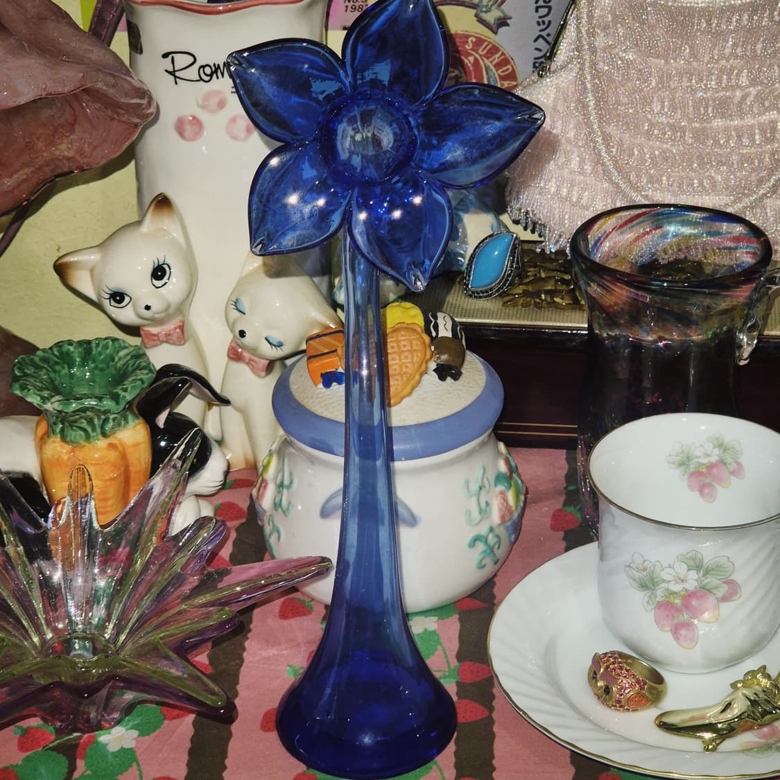 70s 야마나카 핸드블로운 퍼플 꽃송이 홀더 상품이미지7