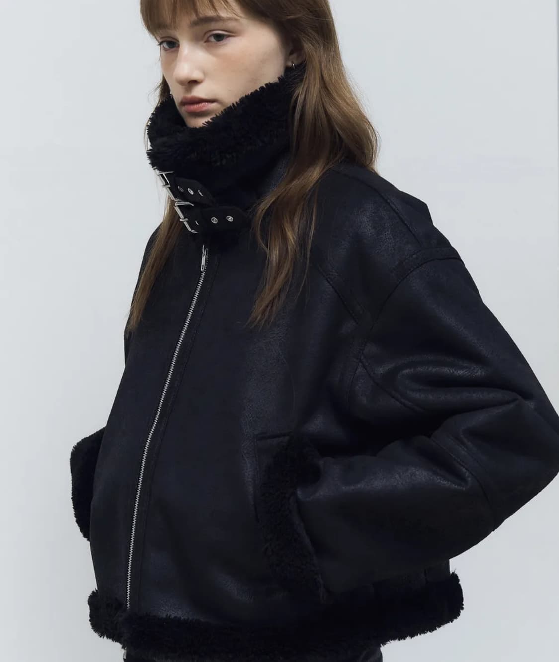 도프셉 무스탕 Basic Crop Mustang in Black 상품이미지1
