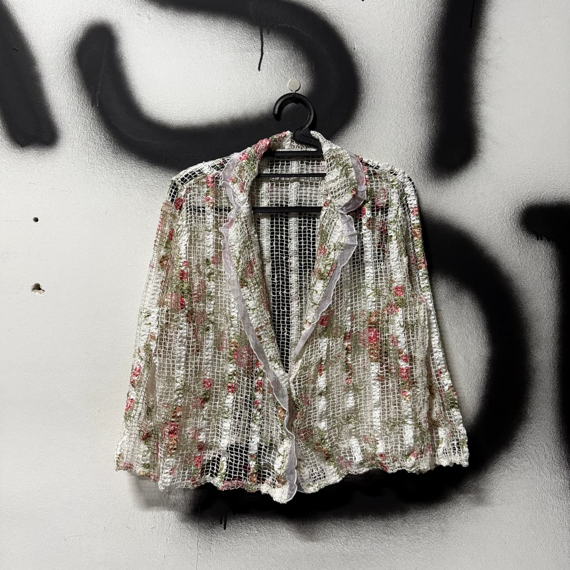 VTG 빈티지 크로쉐 플로럴 패턴 레이스 자켓 상품이미지1