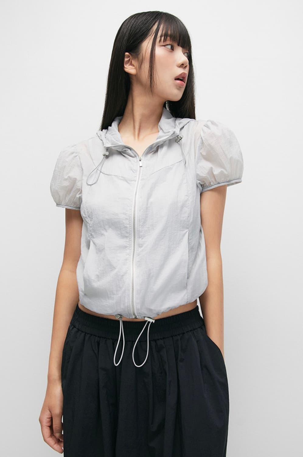 Mixxo 미쏘 나일론 시스루 반팔 점퍼 상품이미지1