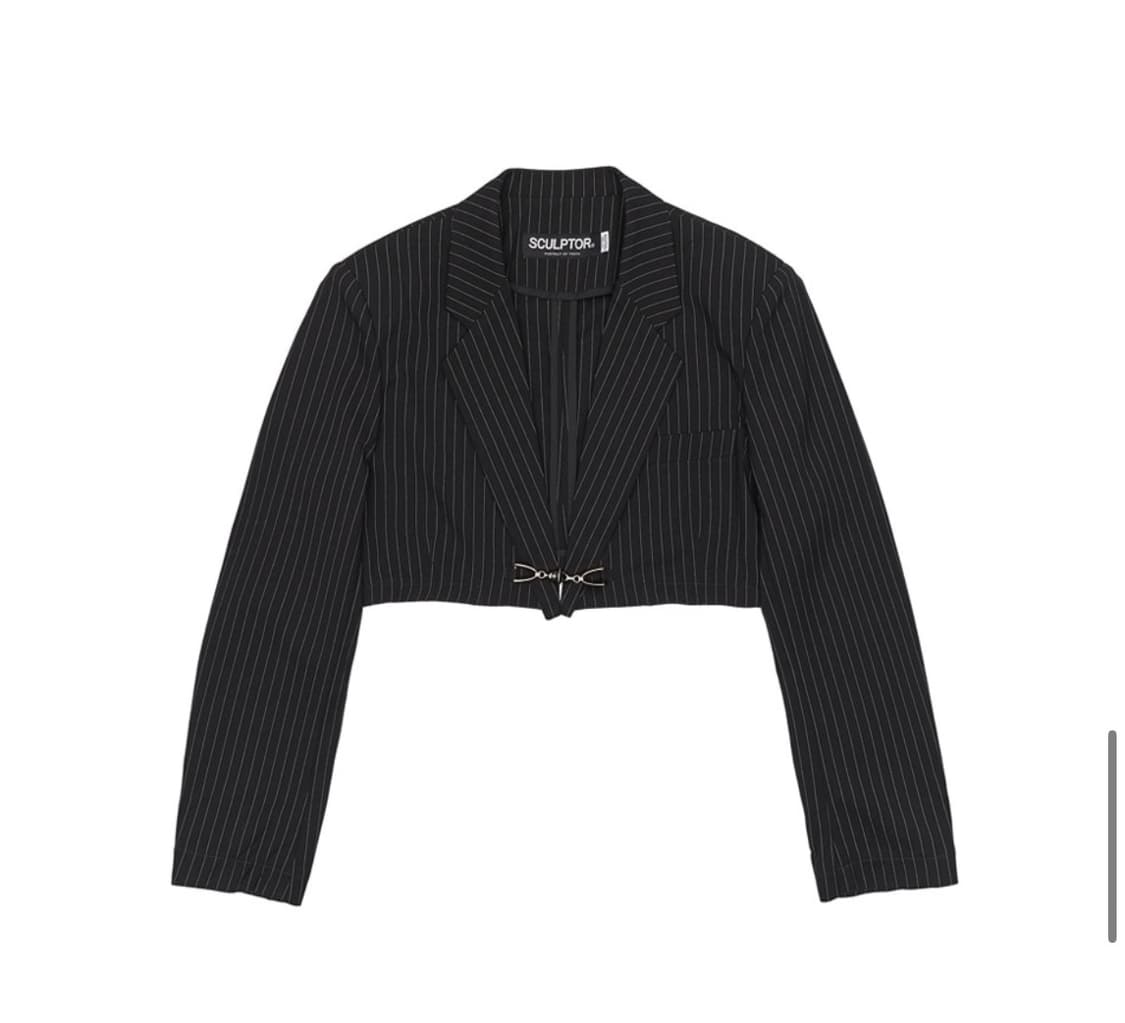스컬프터 Horsebit Cropped Blazer Black Pin  상품이미지2