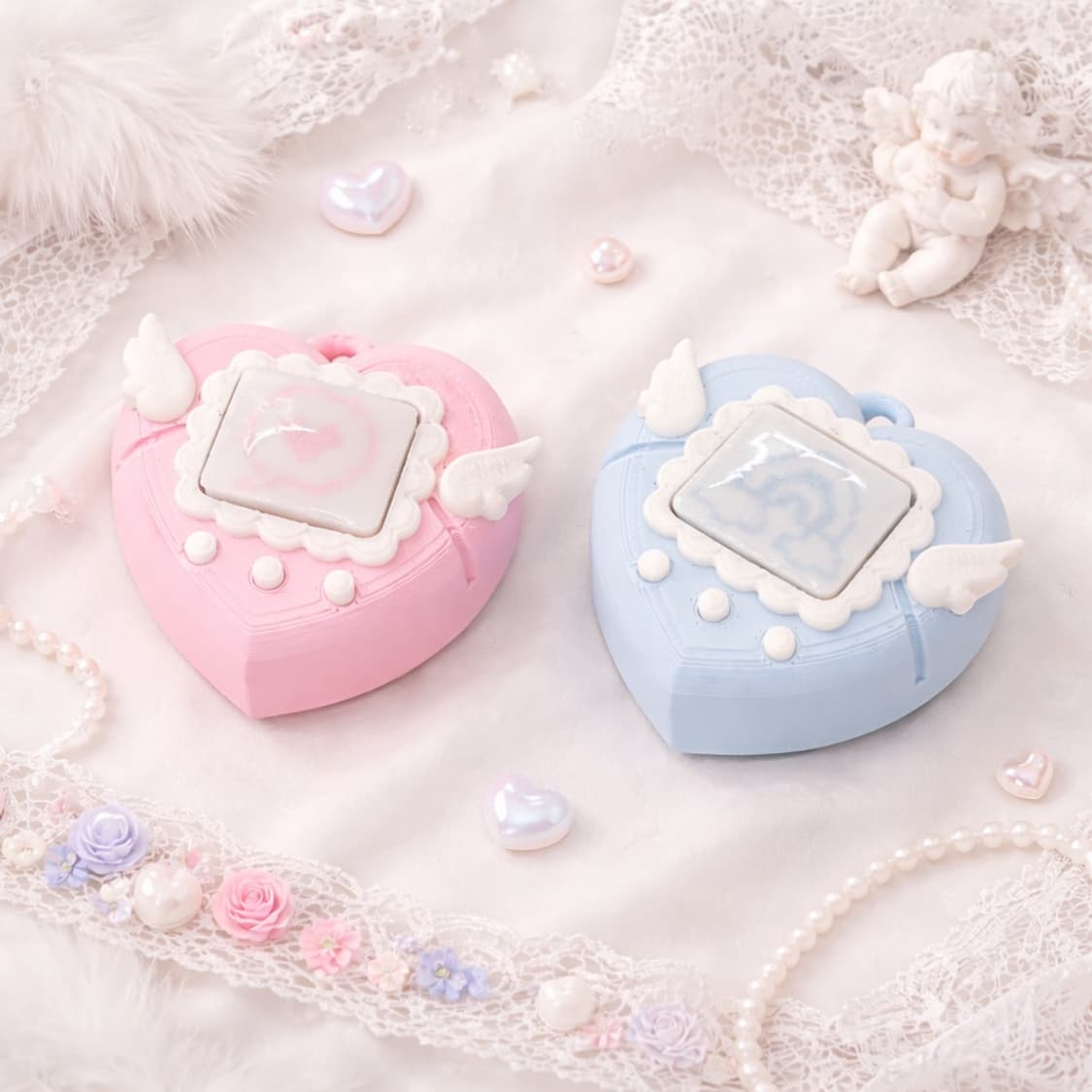 새상품 엔젤 하트 다마고치 클리커 클릭커 키캡 키링 피젯토이 상품이미지1