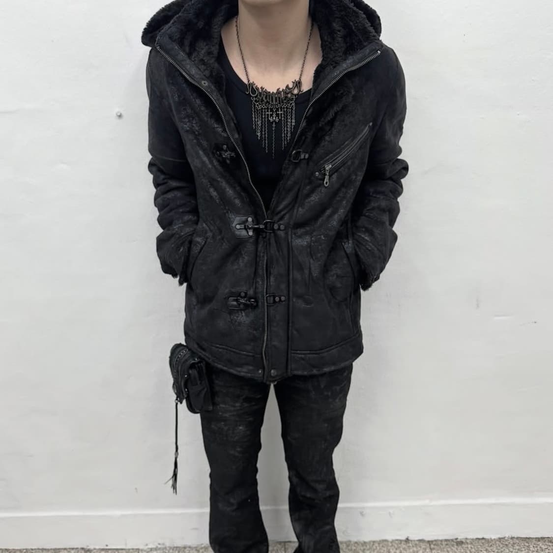Waxed mouton hood jacket 상품이미지1