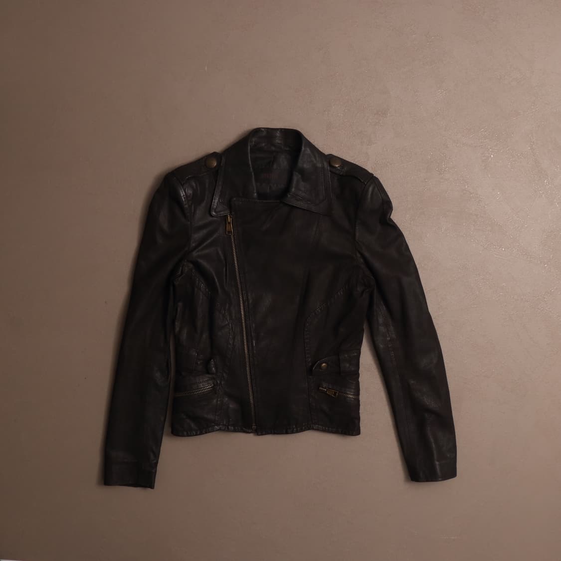 시스템 램스킨 라이더 크롭 가죽자켓 A1463 상품이미지1