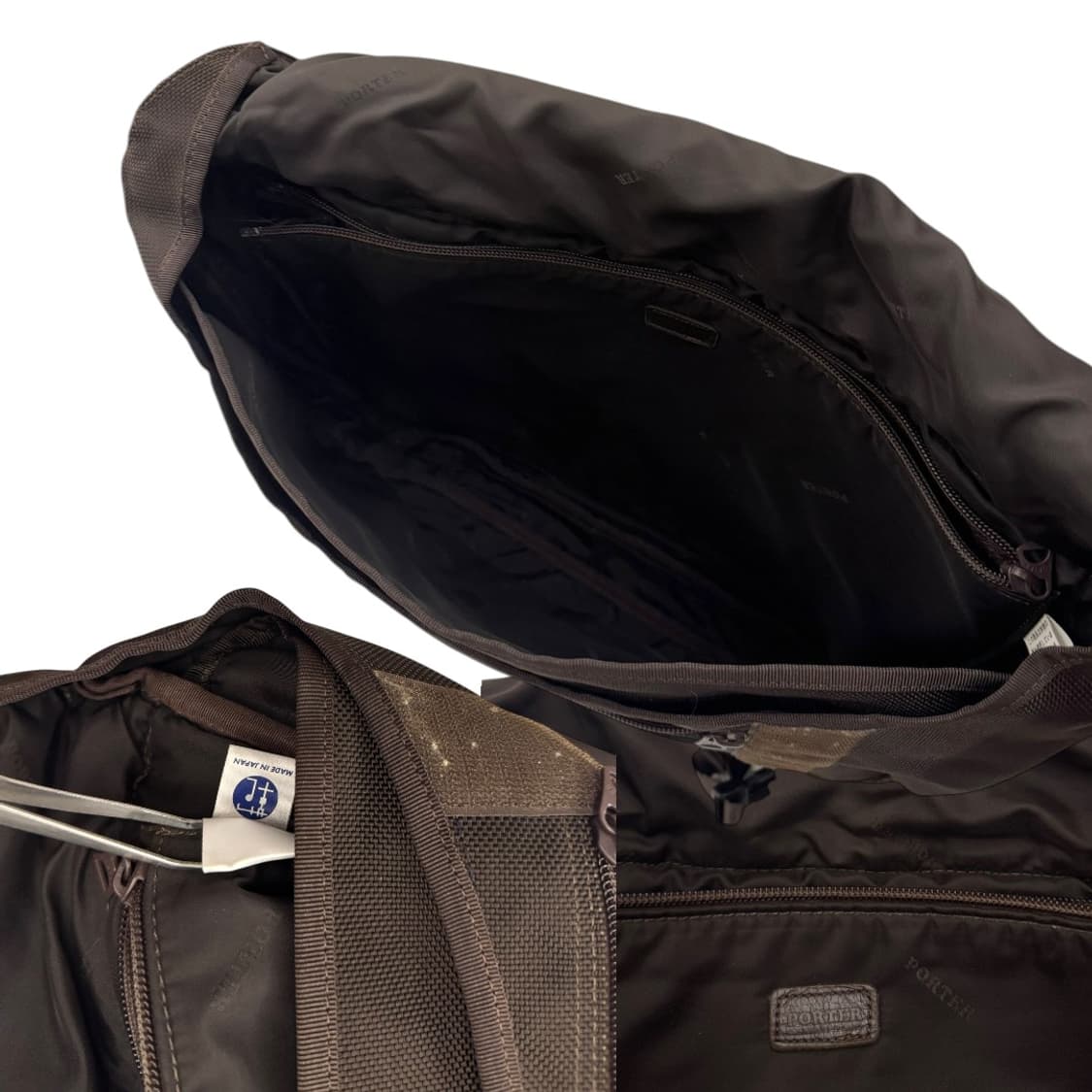 포터 줌 레더 메신저백 브라운 (L) 상품이미지9