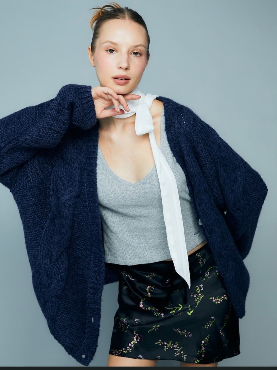 (절판) 글로니 꽈배기베키가디건 네이비 상품이미지1