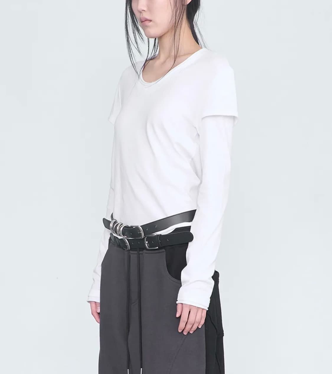 CERRIC 세릭 더블 슬리브 긴팔 티셔츠 화이트 상품이미지5