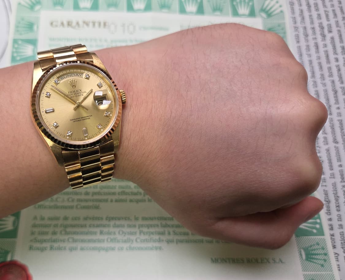 롤렉스 데이데이트 18238 18K올금통 바게트&다이아 샴골판 (원보증서 상품이미지8