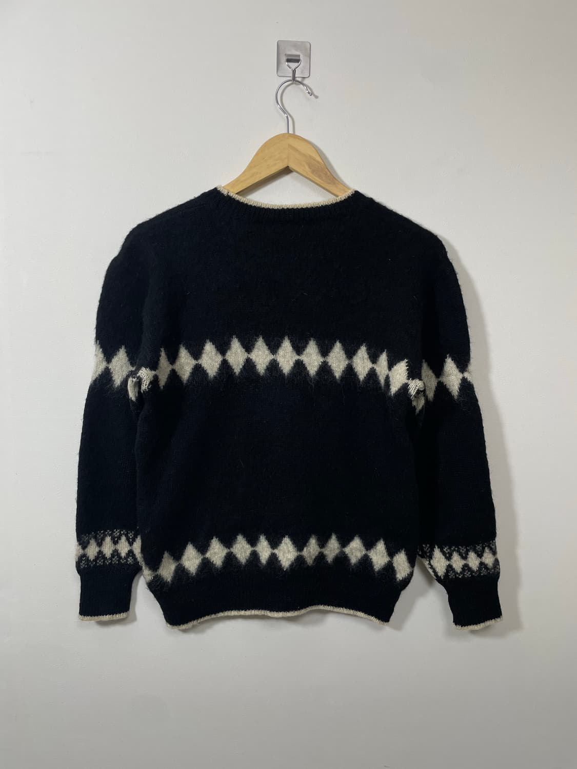 일본빈티지 아가일 패턴 울100% 니트 Free - K21 상품이미지2