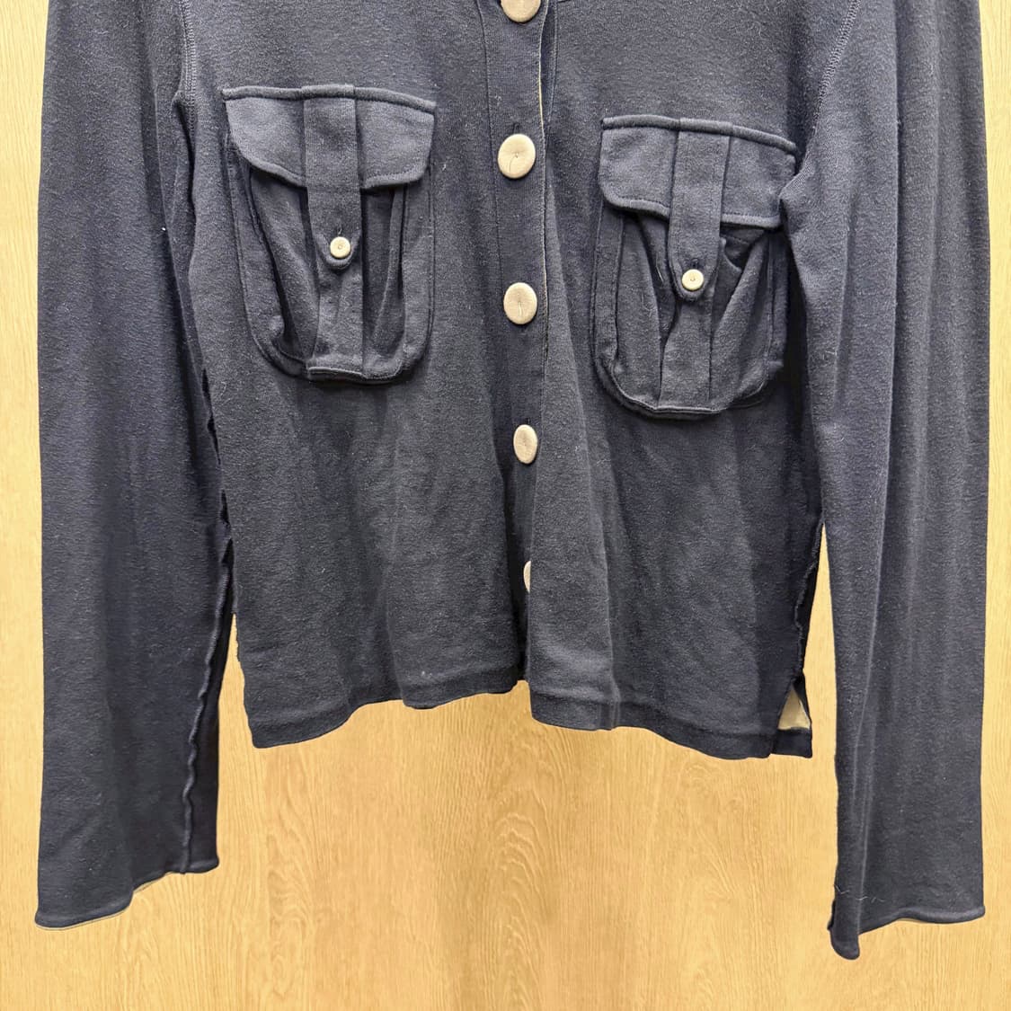 소니아 리키엘 가디건 더블 플랩 포켓 버튼 클로징 라운드넥 디테일 블랙 상품이미지5