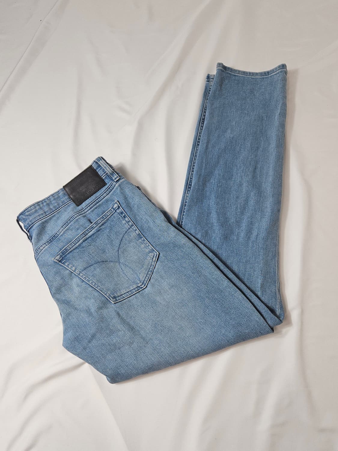 캘빈클라인 가죽패치 데님팬츠 청바지 진 스트레이트 테이퍼 32x34 상품이미지1