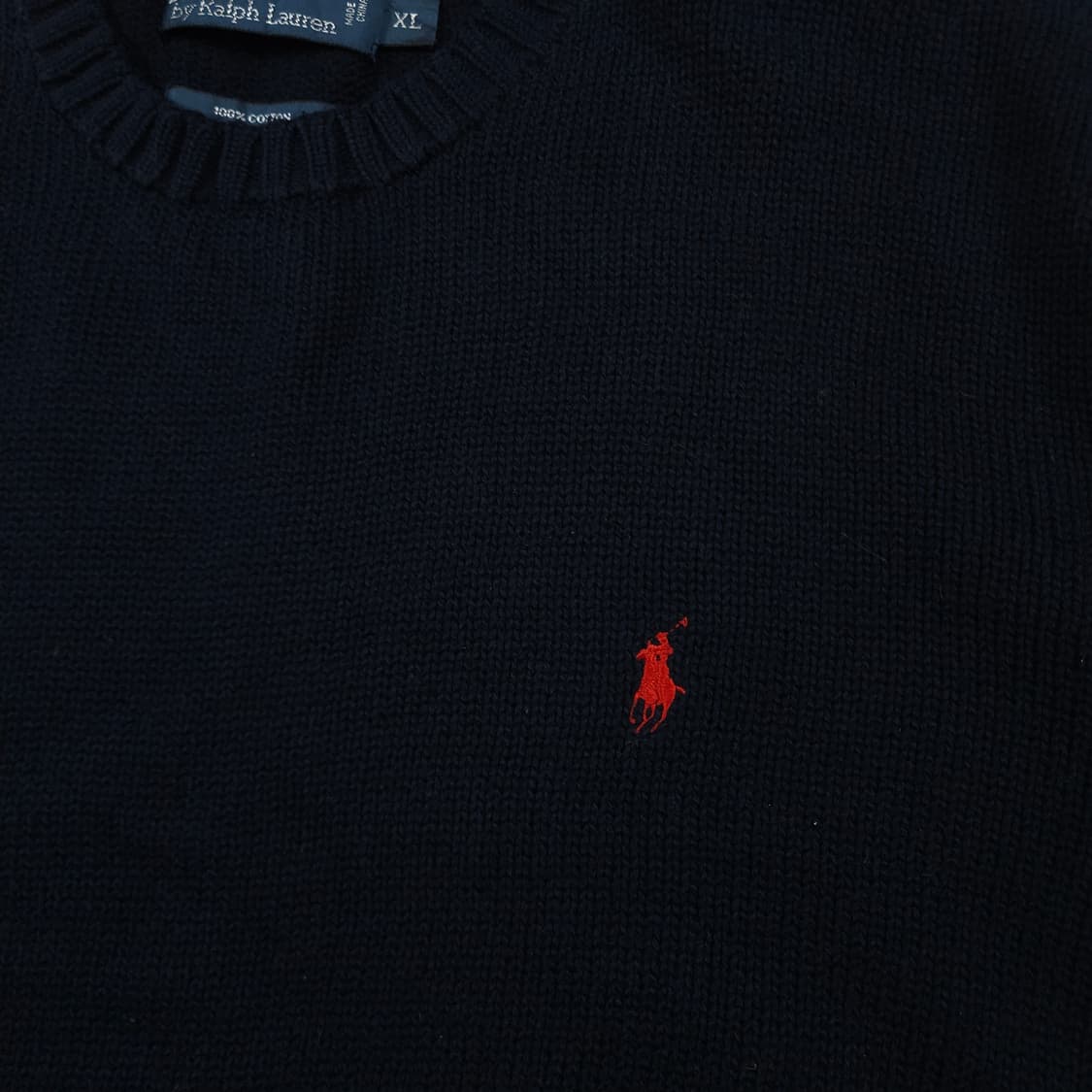 XL(105)폴로 랄프로렌 코튼 크루넥 니트 네이비 상품이미지3