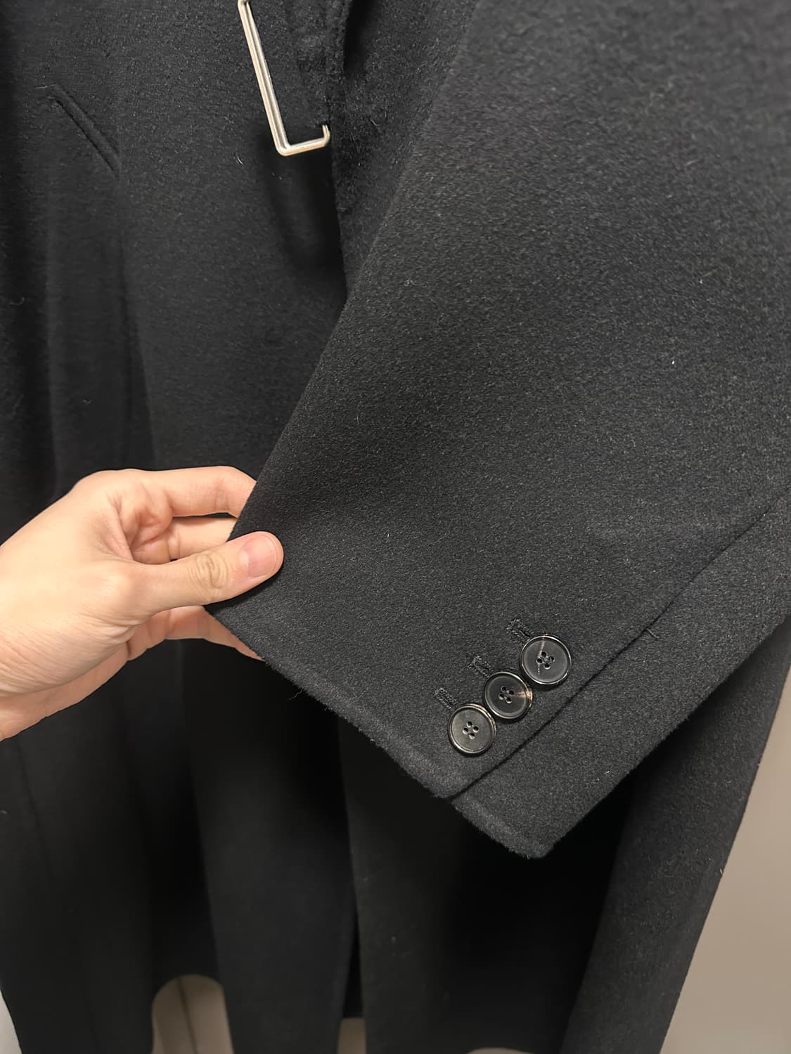 토니웩 핸드메이드 캐시미어 벨티드 코트 23fw 블랙 L 상품이미지2