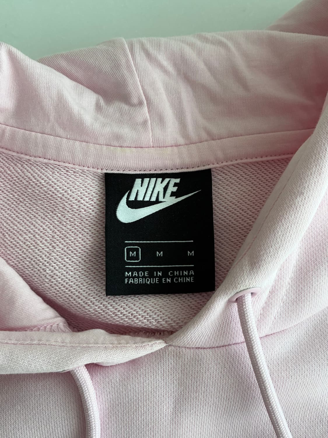 M) 나이키 스우시 크롭 후드 티셔츠 베이비핑크 상품이미지4
