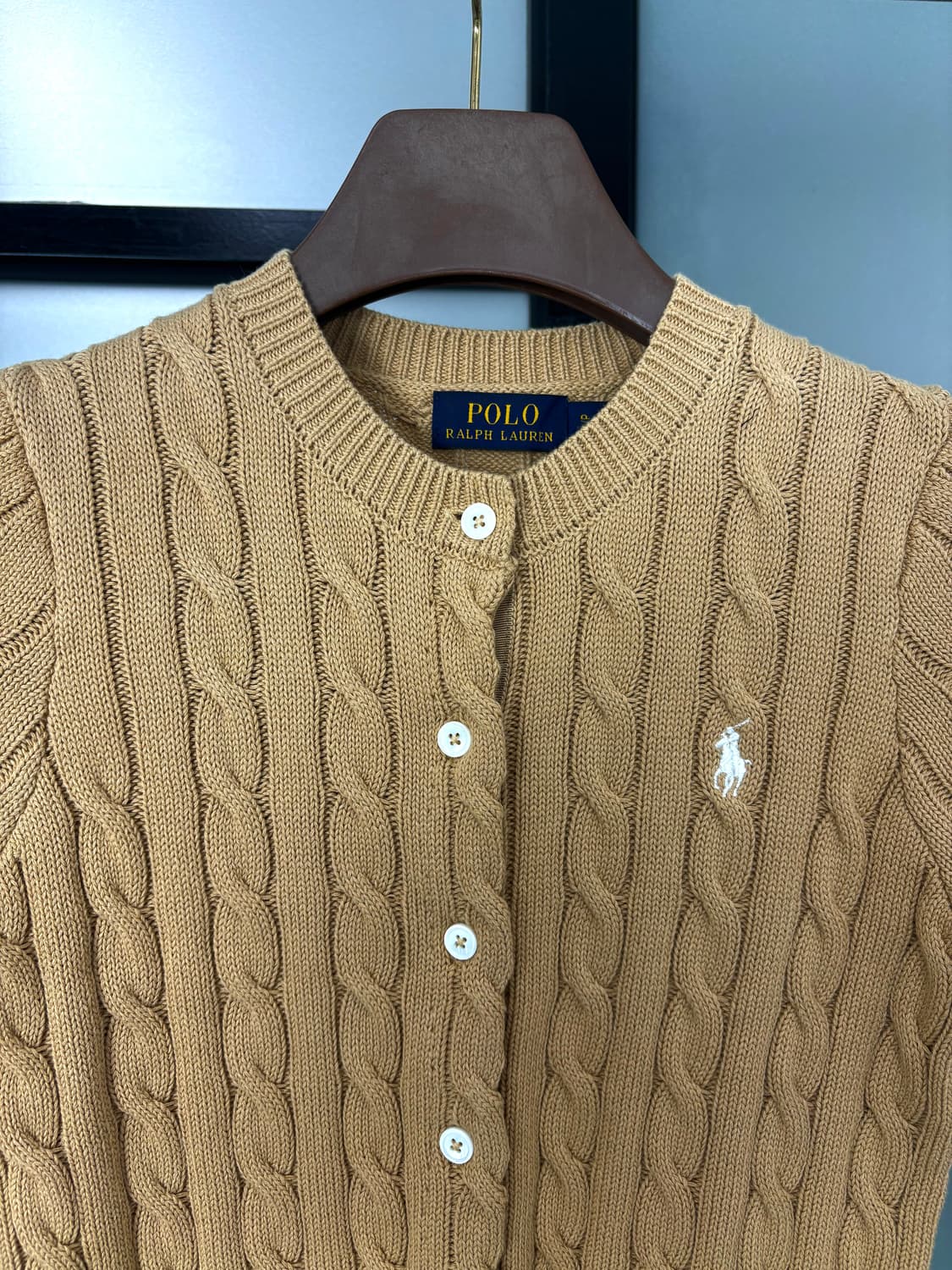 [S]POLO 브라운 꽈배기 반팔 가디건  상품이미지3