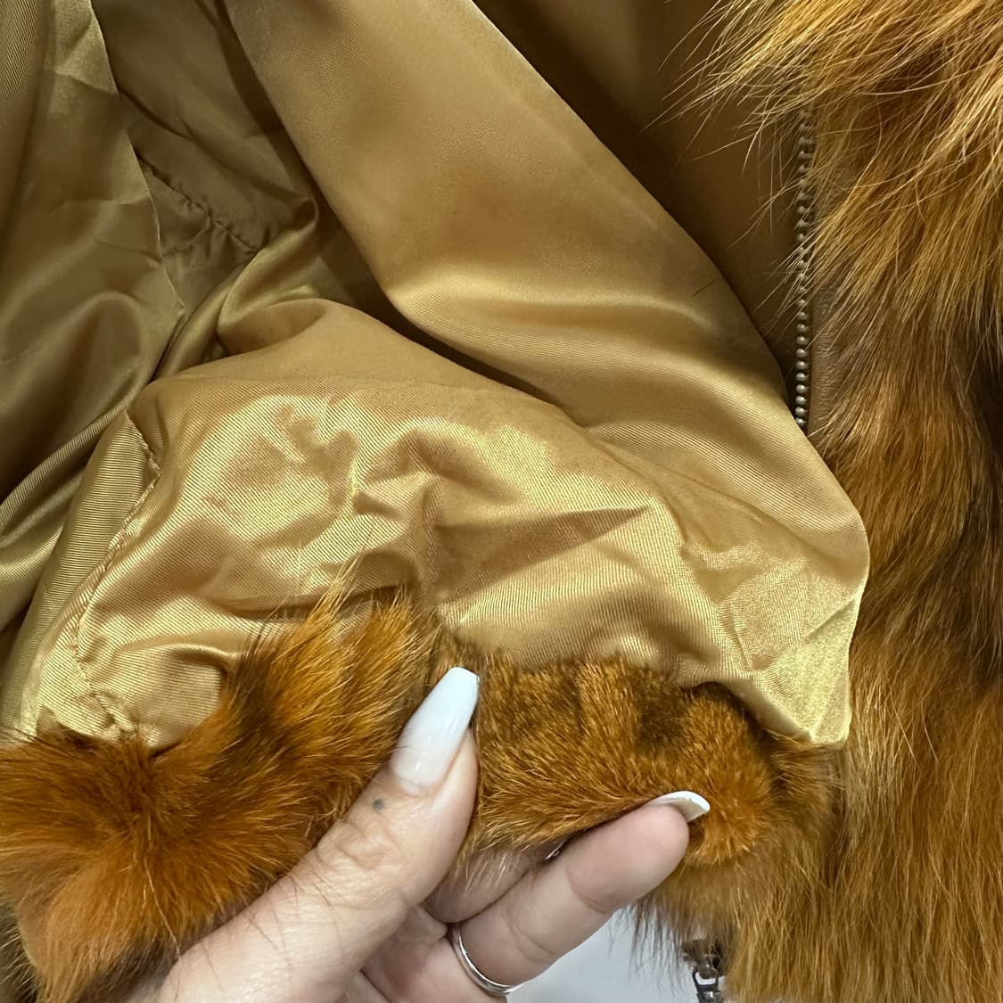 브라운/오렌지 컬러믹스 사가폭스 퍼자켓 집업M 상품이미지4