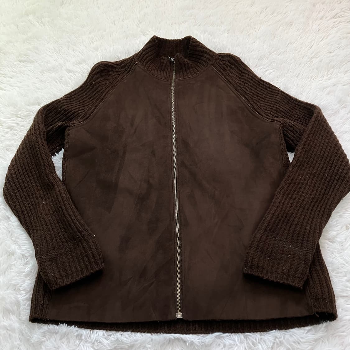 빈티지 초코 브라운 니트 집업 795 y2k 스트릿 갸루 펑키 일본빈티지 상품이미지3
