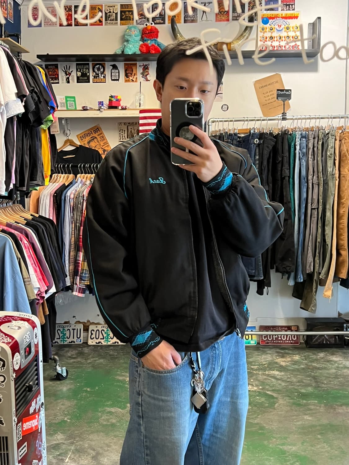 90's [L] 미국 빈티지 새틴 봄버 아즈텍 자켓 웨스턴 점퍼 상품이미지3