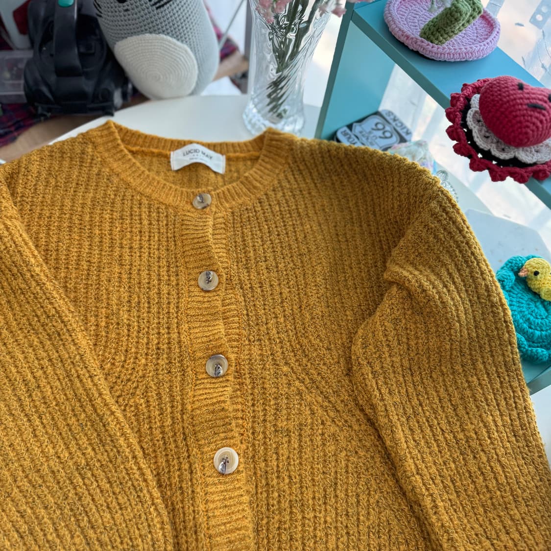 멜란지 머스타드 낙낙핏 니트가디건 상품이미지5