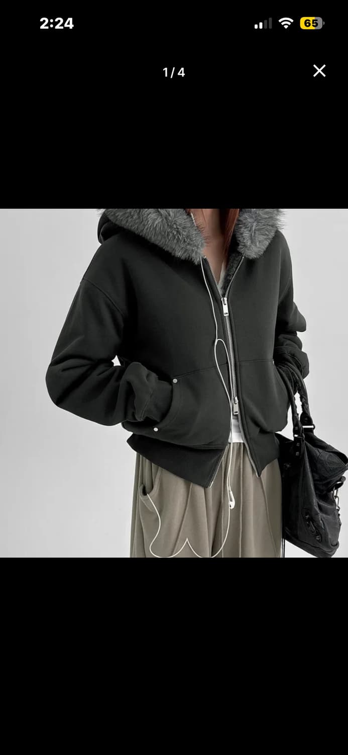 블랙업 엑시브 퍼 후드집업 상품이미지1