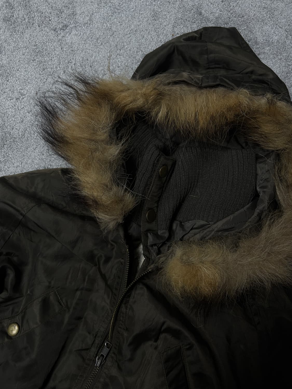 Vintage 00's punk fishtail fur hood  상품이미지5