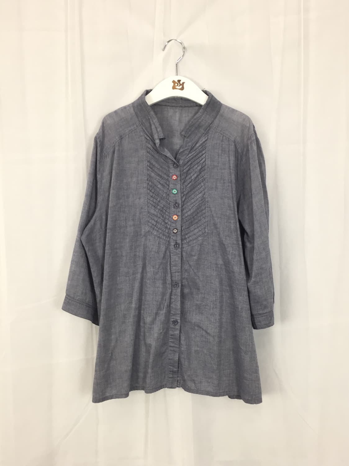 JPN Denim Pintuck Button Detail Shirt 상품이미지1