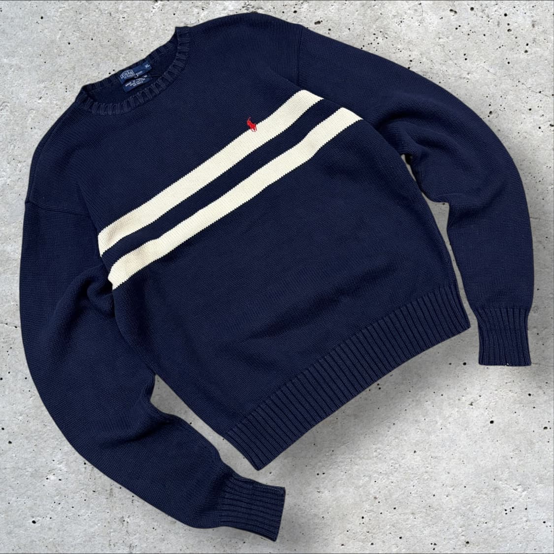 [XL] 폴로 랄프로렌 스트라이프 니트 네이비 B733 상품이미지1