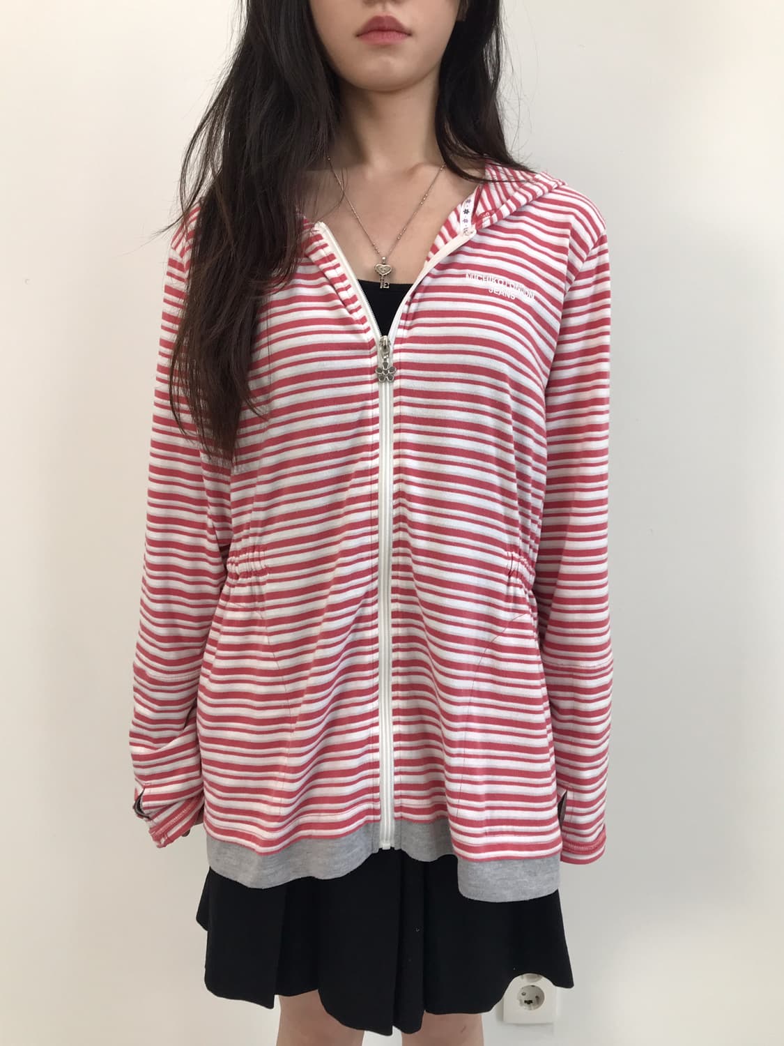 MICHIKO LONDON Striped Hooded Zip-Up 상품이미지3
