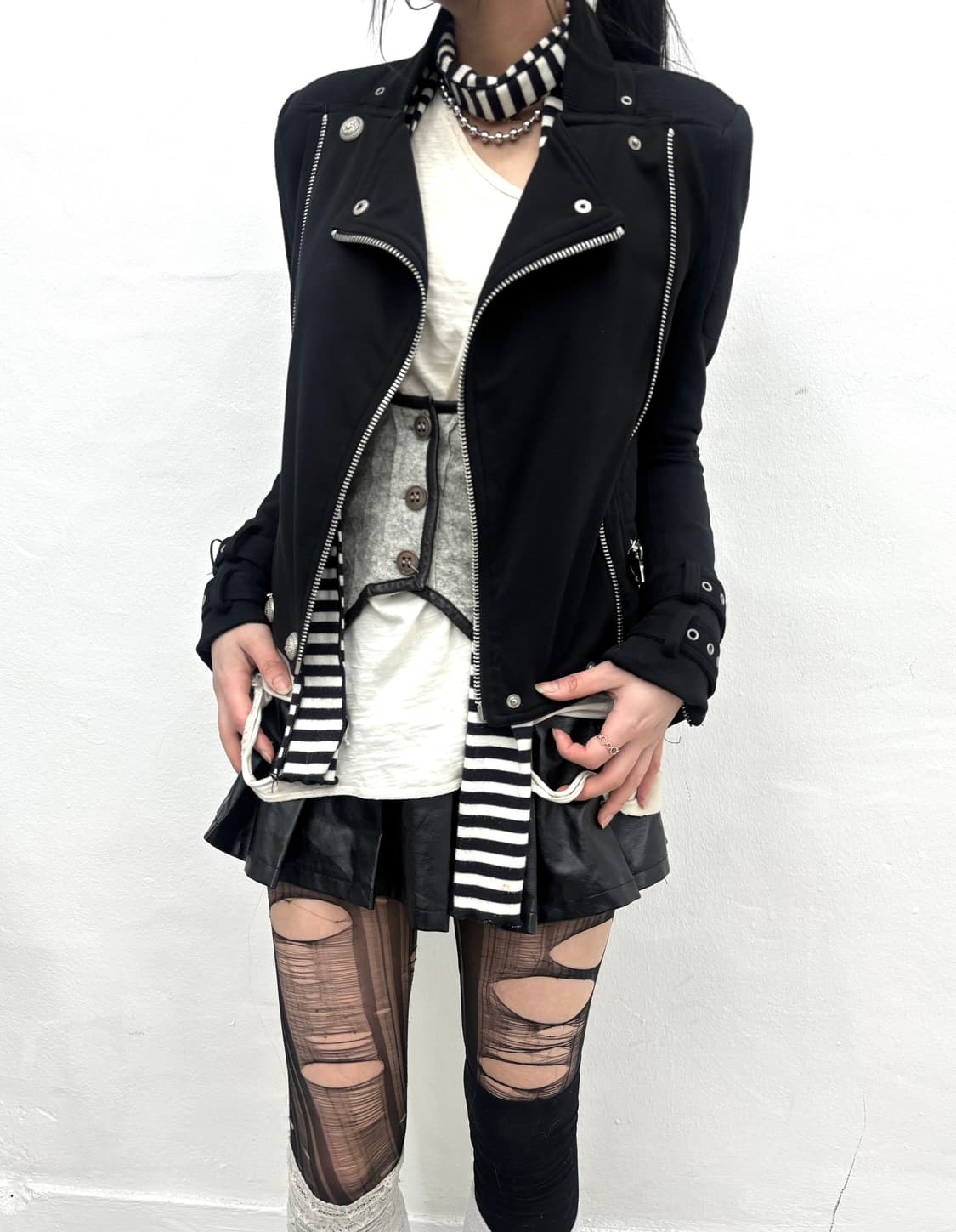 zipper eyelet strap jacket  상품이미지7