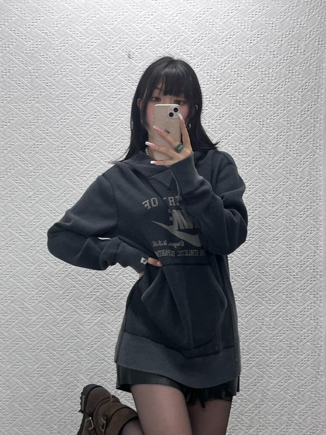 나이키 빈티지 올드스쿨 스트릿 펑크 와플패턴 후드티 L C12389 상품이미지1