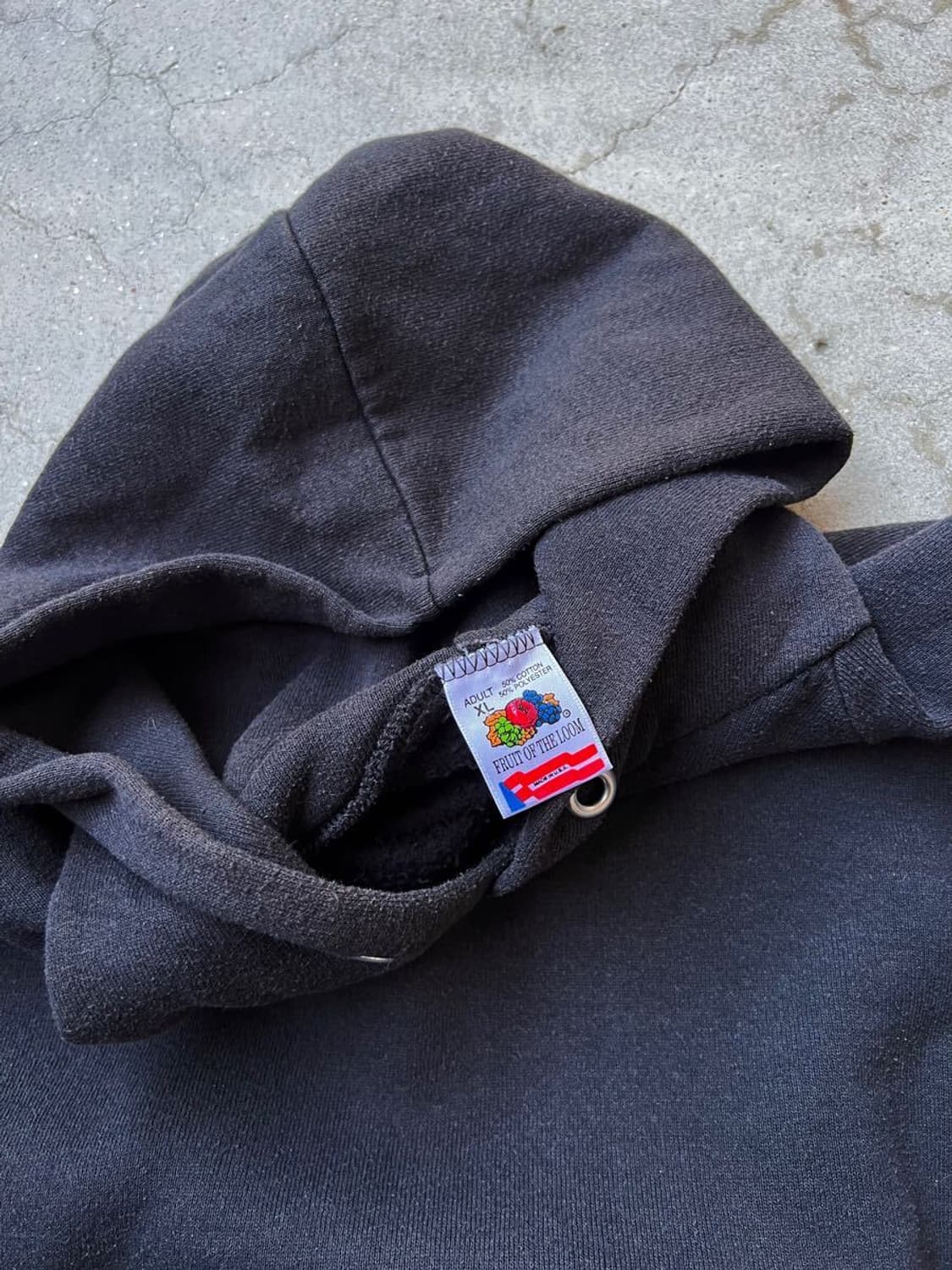 90s USA제 Fruit of the Loom 블랙 스웨트 후디 상품이미지2