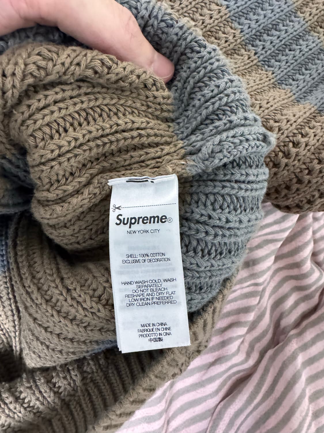 [ M ] 슈프림 루즈 게이지 스트라이프 스웨터 카키 상품이미지3