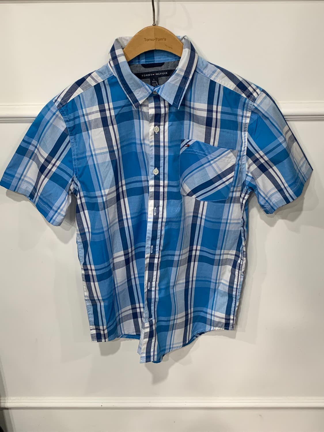 타미힐피거 블루체크 카라 셔츠 상품이미지1