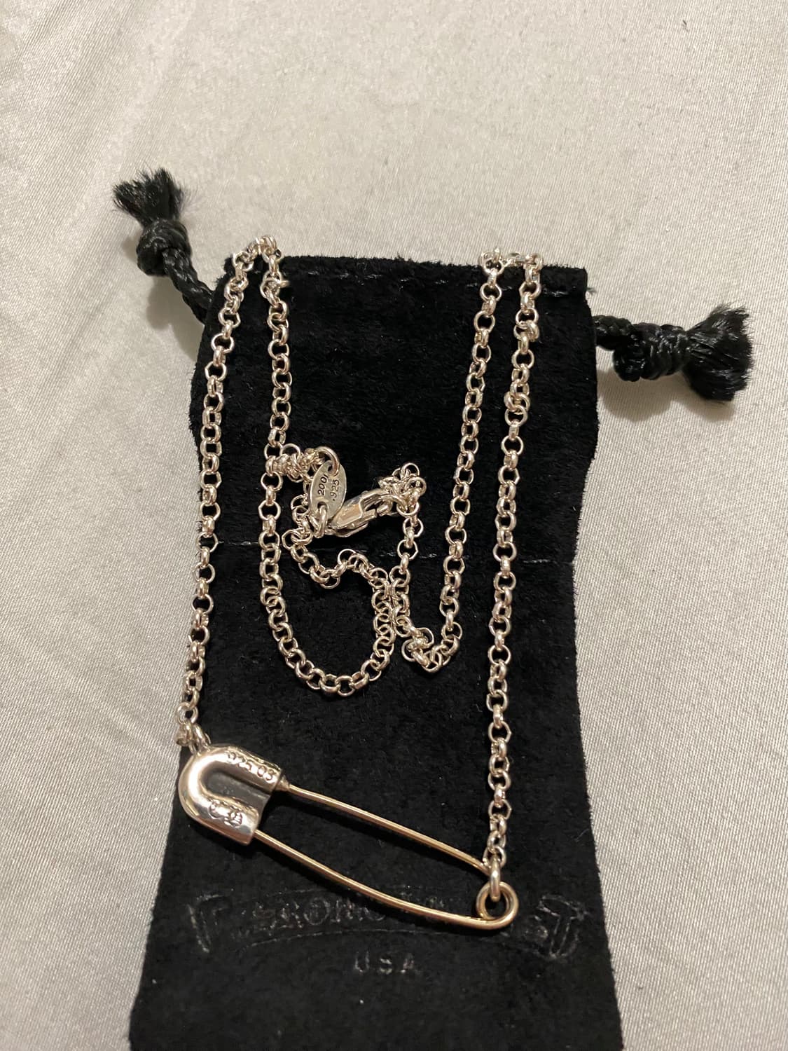 [16인치] 크롬하츠 세이프티 핀 체인 목걸이 실버 상품이미지3