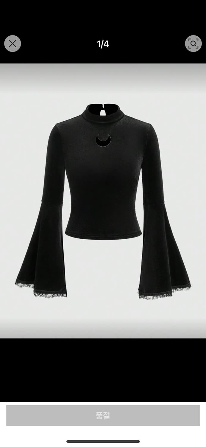 벨벳 블랙 초승달 블라우스 상품이미지1