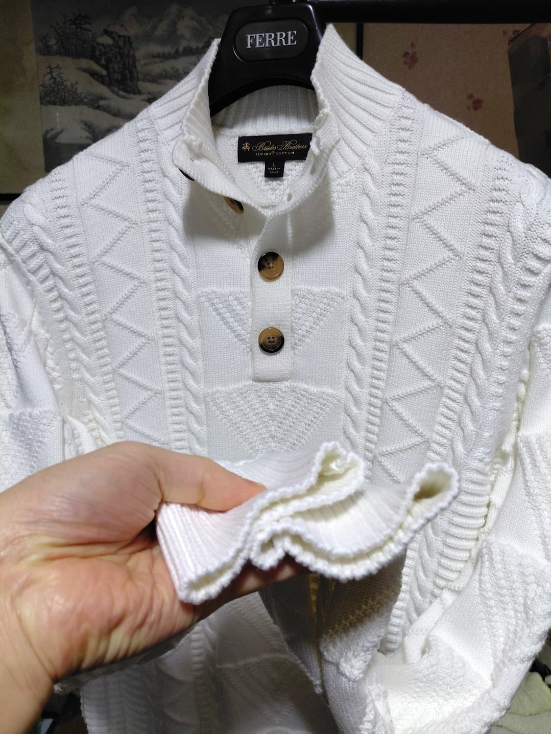 [브룩스브라더스]수피마코튼 케이블 버튼 모크넥 스웨터 L사이즈 상품이미지9