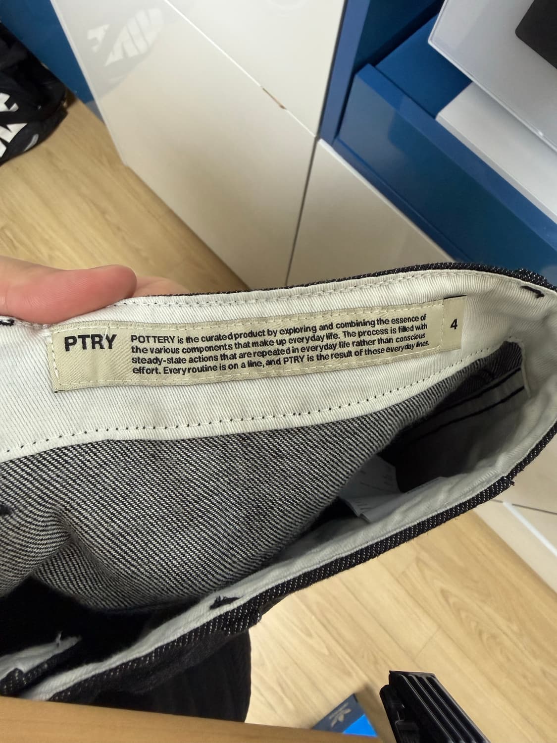 포터리 원 워시드 와이드 데님 4사이즈 블랙 상품이미지3