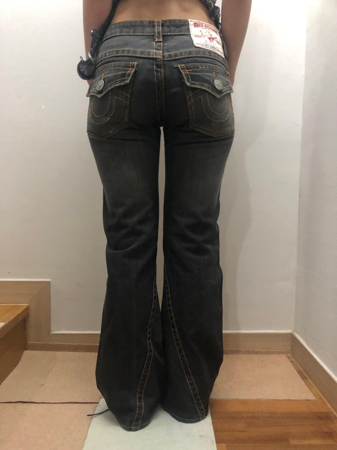 빈티지 트루릴리젼 블랙 데님 워싱 팬츠 상품이미지1