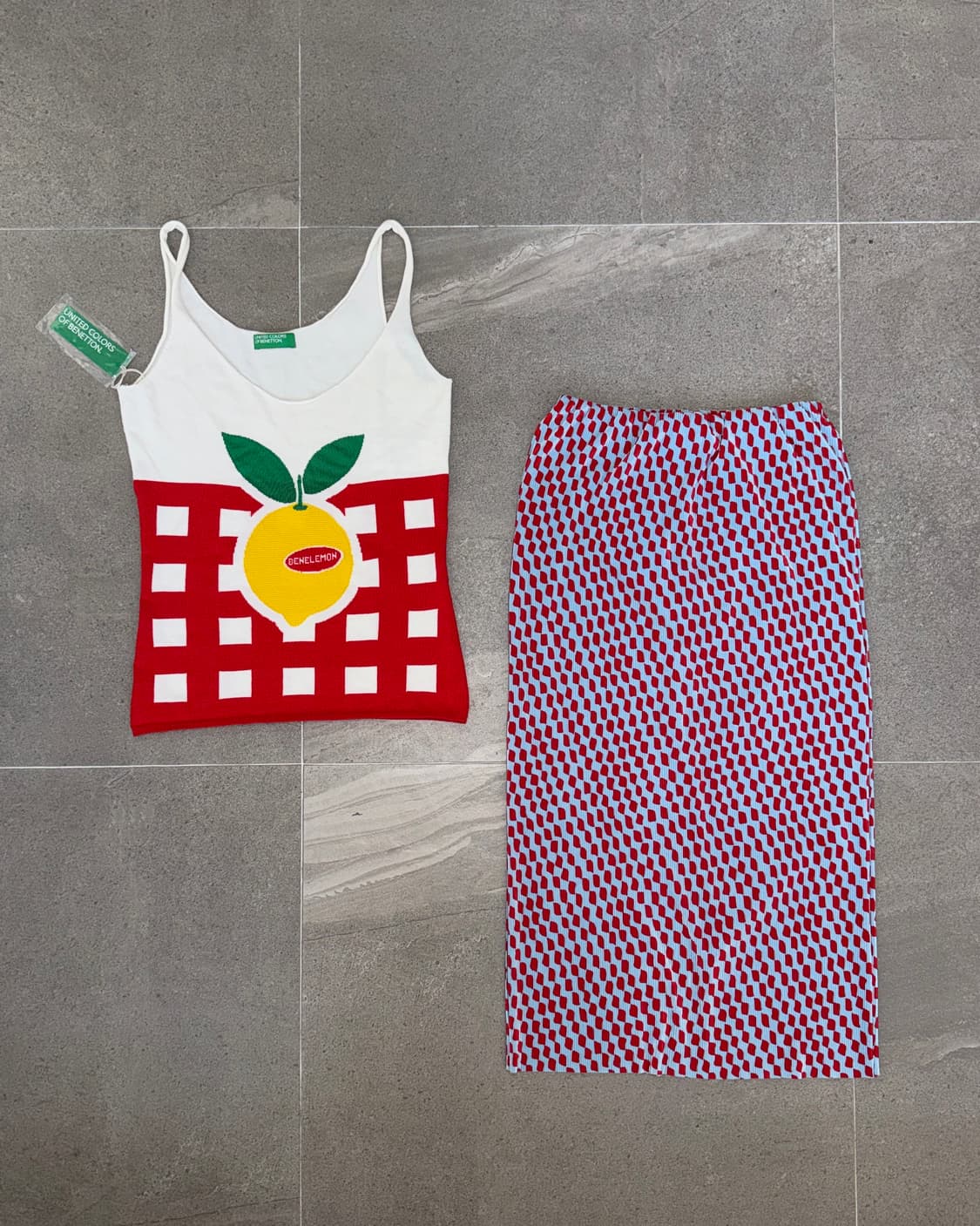 Benetton lemon basket knit sleeveless 상품이미지1