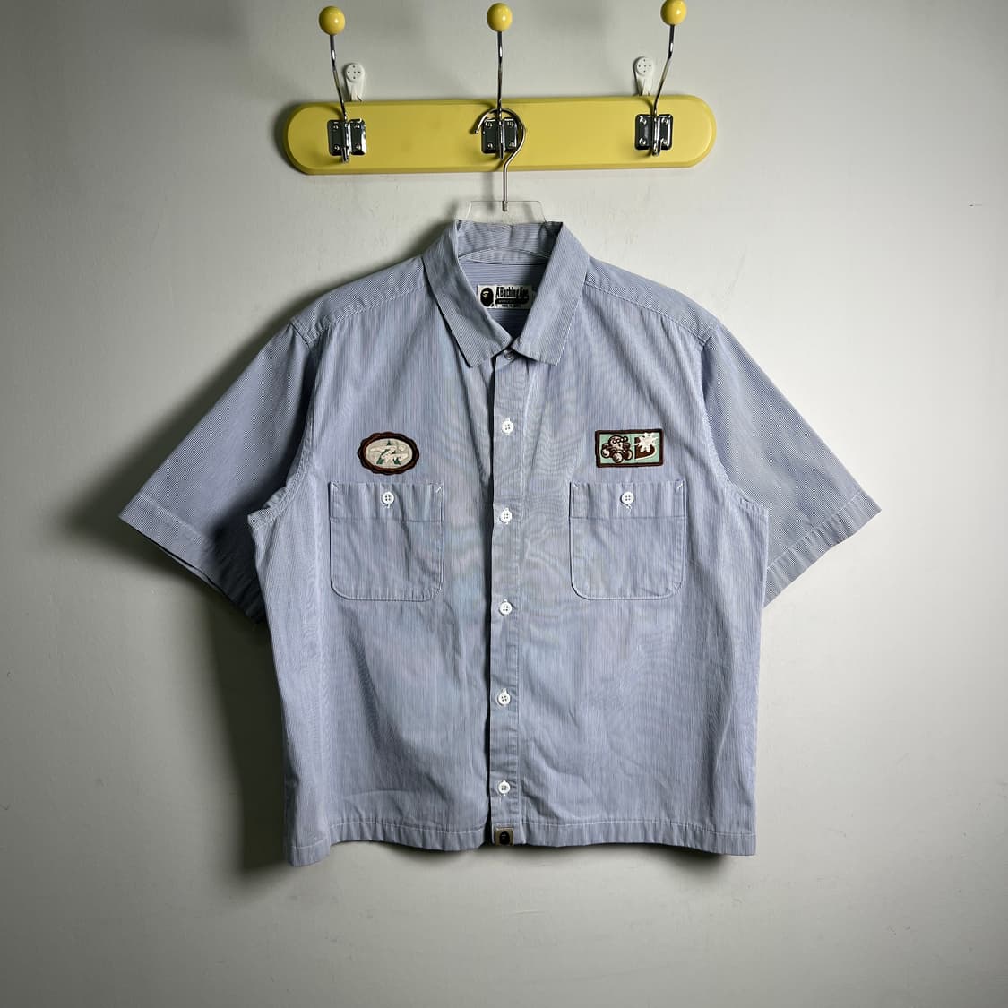 Bape 베이프 스트라이프 반팔 워크 셔츠 XL 상품이미지1