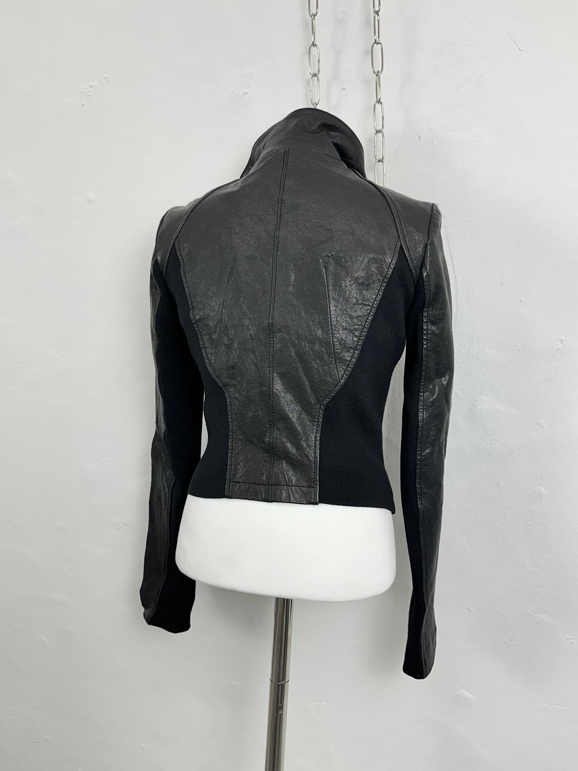 Asymmetric High-Neck Lambskin Jacket 상품이미지5