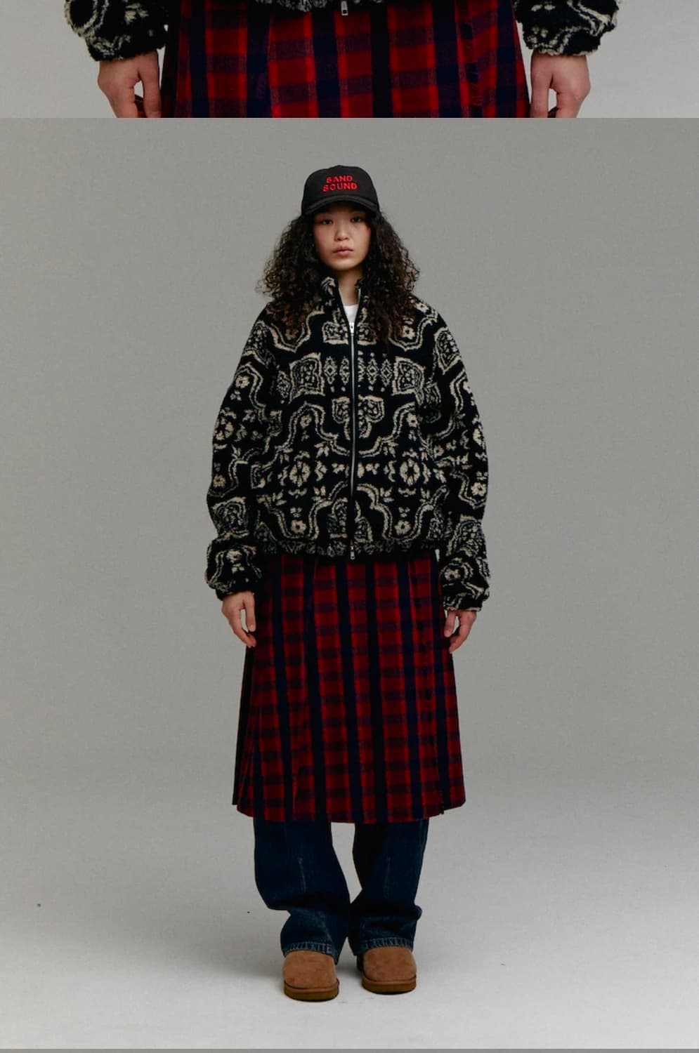 (UNISEX) SandSound노르딕 패턴 후리스 점퍼 블랙 상품이미지4