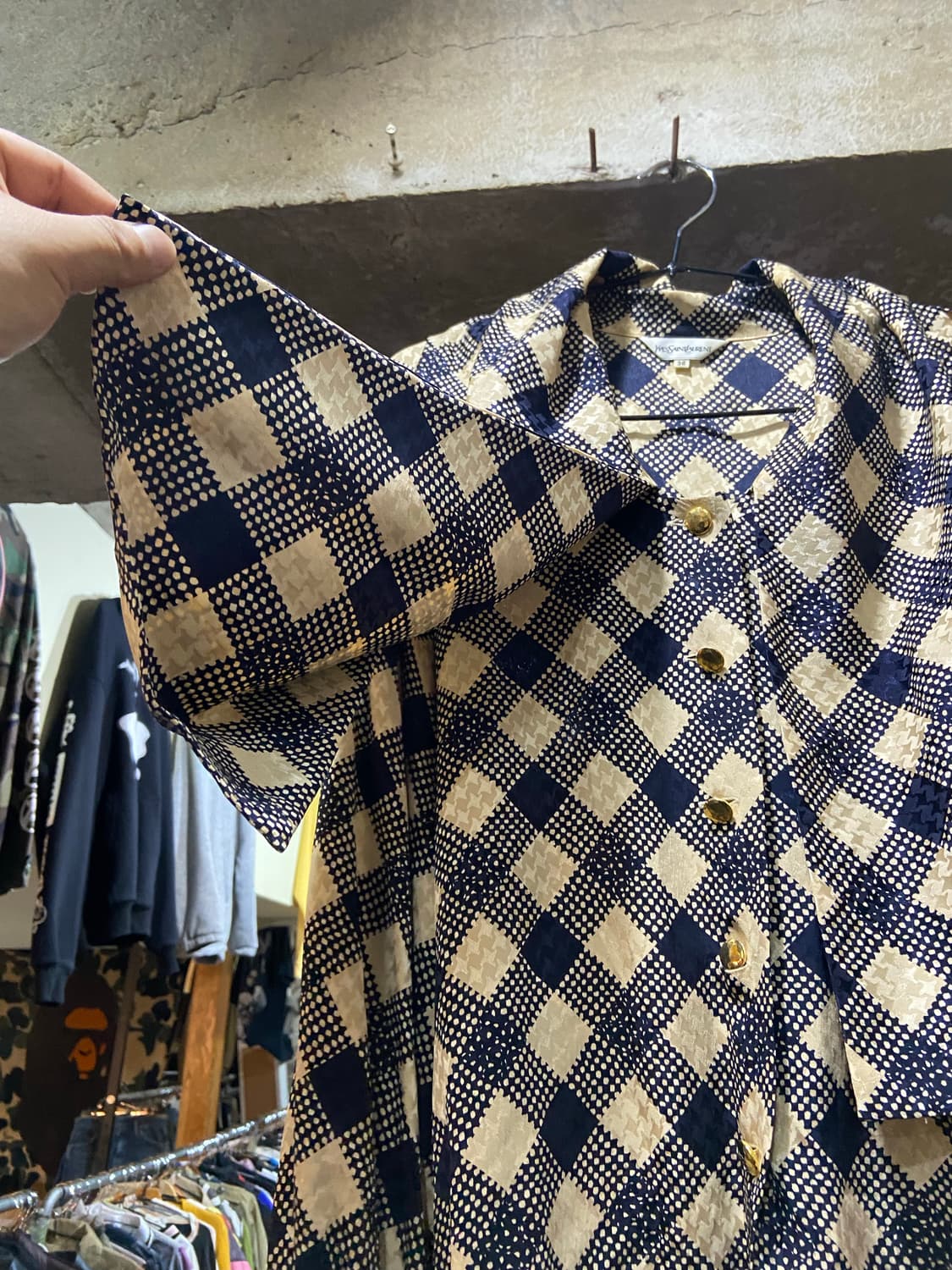 90s Yves Saint Laurent 이브 생 로랑 패턴 셔츠 상품이미지1